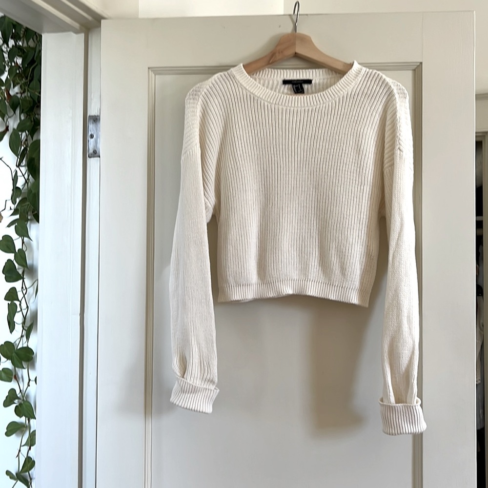 White cotton knit sweater